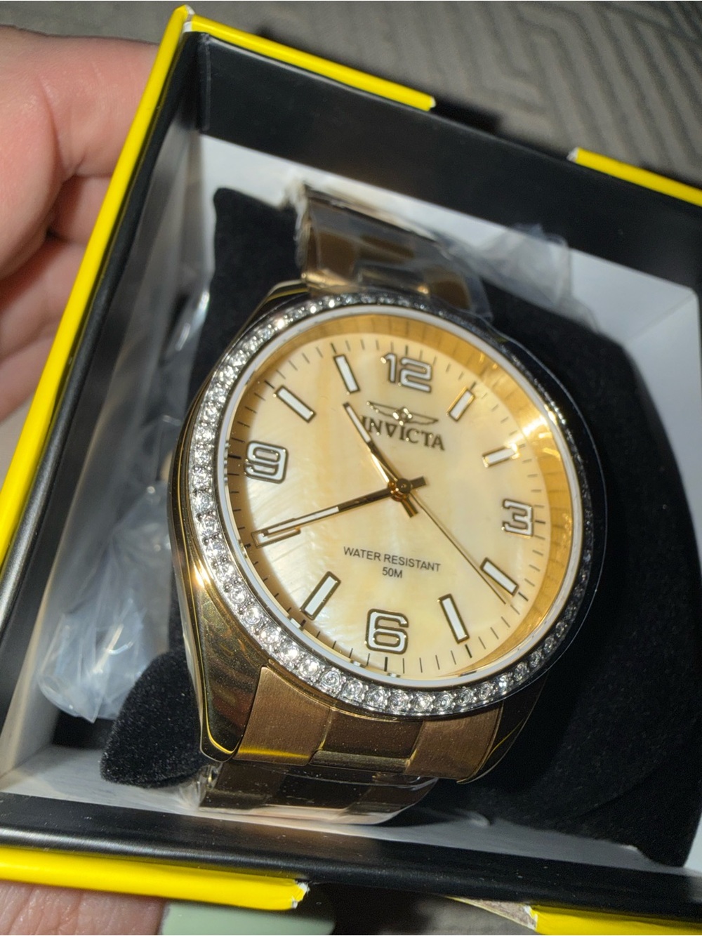 Invicta Gold-Tone Men's Watch with Crystal Bezel